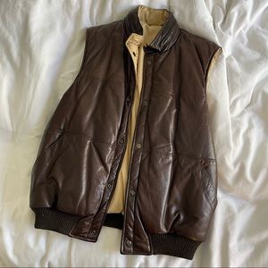 Vintage Leather Puffer Vest
